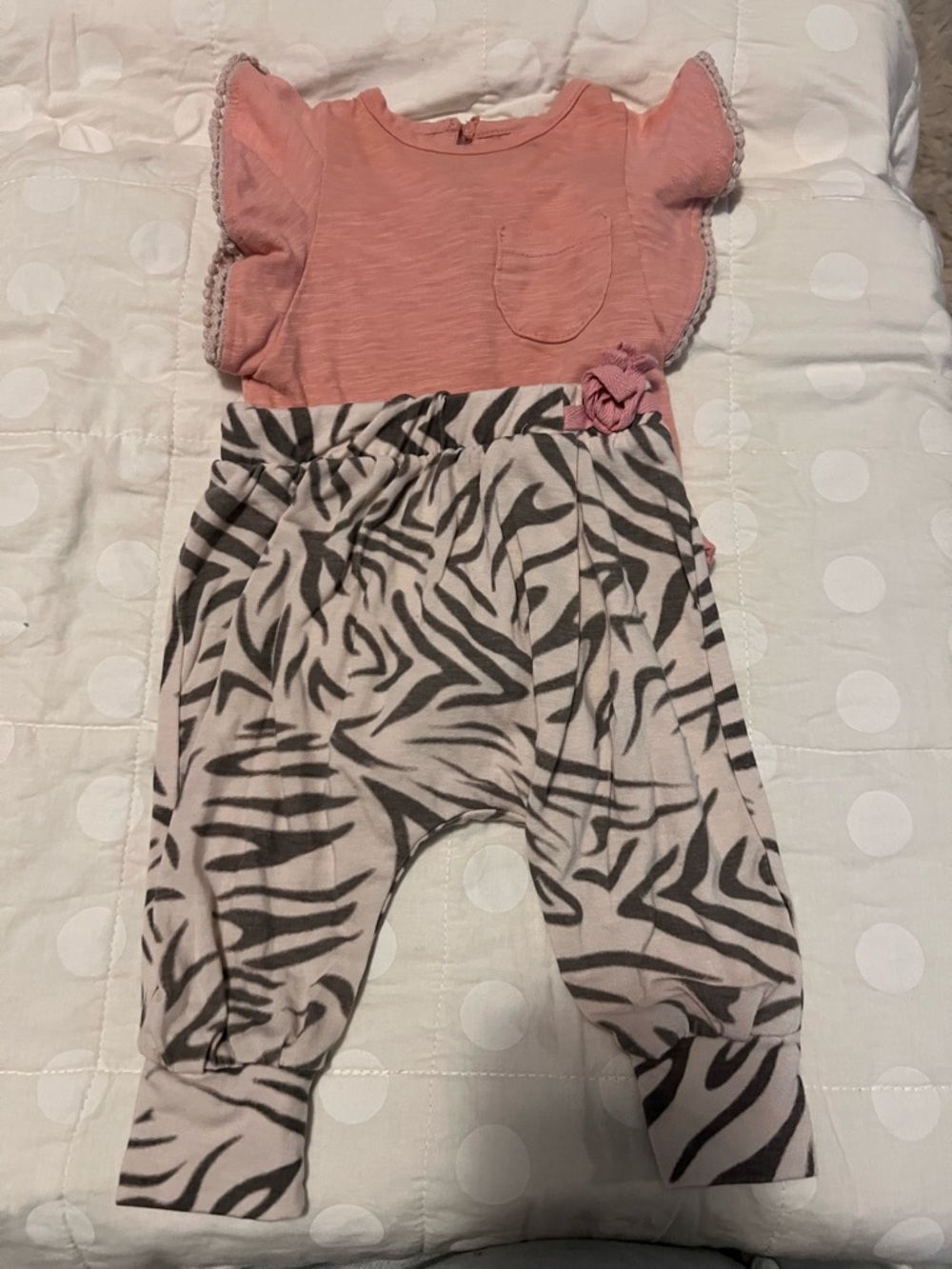 Free People Peach Pink Tee with Zebra Accent